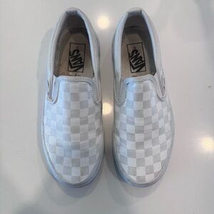 Vans White Checkered Slip-On Sneakers
